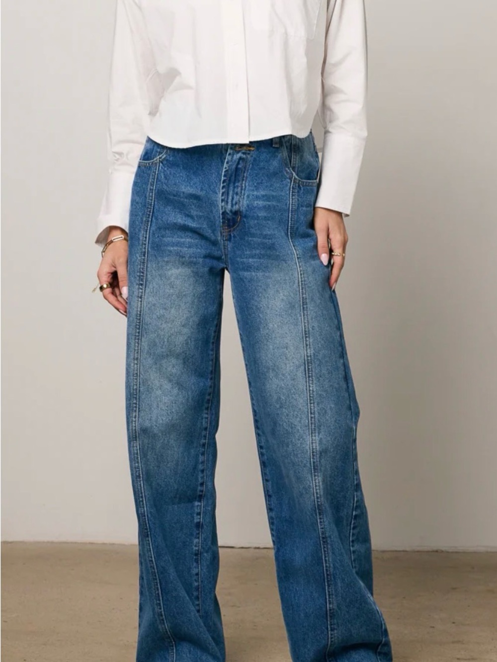 bohme Blue High-Rise Wide Leg Jeans - Picture 3 of 4